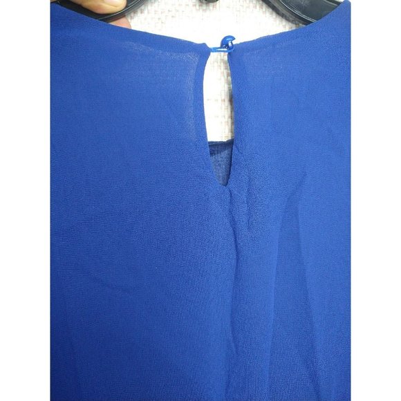 Elegant Half Sleeve Blue Chiffon Layered Dress Size XL round neck - Picture 4 of 6